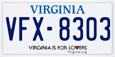 VA license plate VFX8303