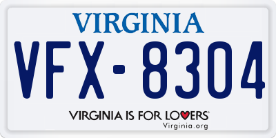 VA license plate VFX8304