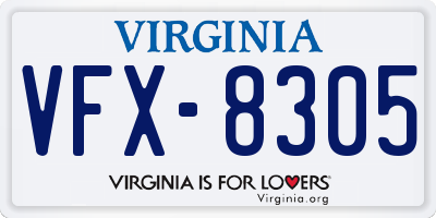 VA license plate VFX8305