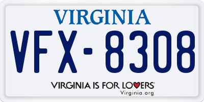 VA license plate VFX8308