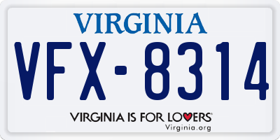 VA license plate VFX8314