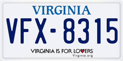 VA license plate VFX8315