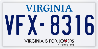 VA license plate VFX8316
