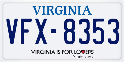 VA license plate VFX8353