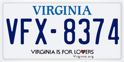 VA license plate VFX8374