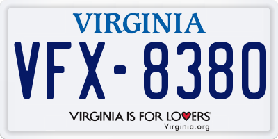 VA license plate VFX8380
