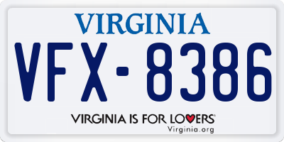 VA license plate VFX8386
