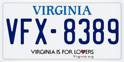 VA license plate VFX8389