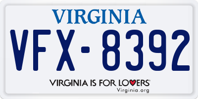 VA license plate VFX8392