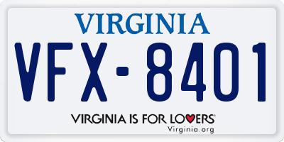 VA license plate VFX8401
