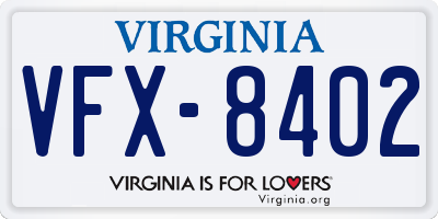 VA license plate VFX8402