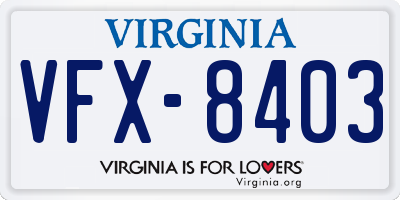 VA license plate VFX8403