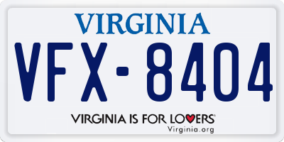 VA license plate VFX8404