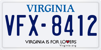 VA license plate VFX8412