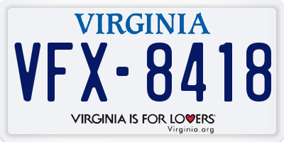 VA license plate VFX8418
