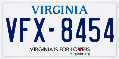 VA license plate VFX8454