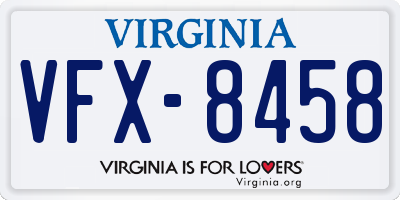 VA license plate VFX8458