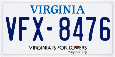 VA license plate VFX8476
