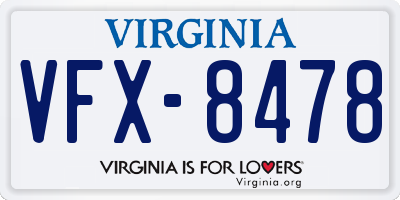 VA license plate VFX8478