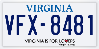 VA license plate VFX8481