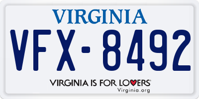 VA license plate VFX8492