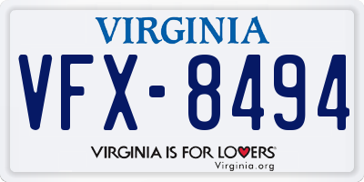 VA license plate VFX8494