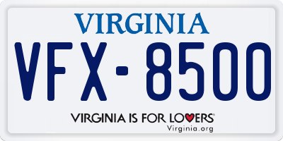 VA license plate VFX8500