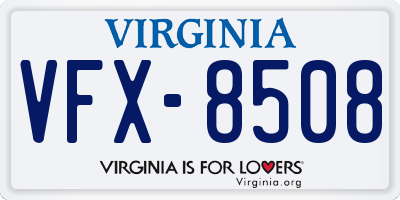 VA license plate VFX8508