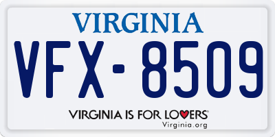 VA license plate VFX8509