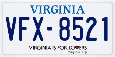 VA license plate VFX8521