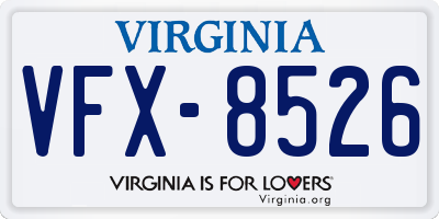 VA license plate VFX8526