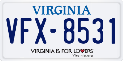 VA license plate VFX8531