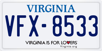 VA license plate VFX8533