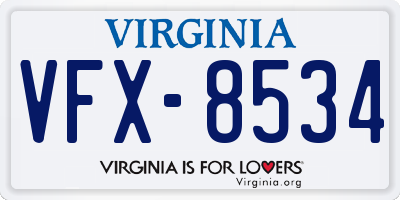 VA license plate VFX8534