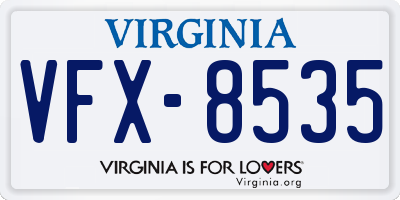 VA license plate VFX8535