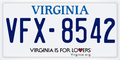 VA license plate VFX8542