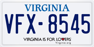 VA license plate VFX8545
