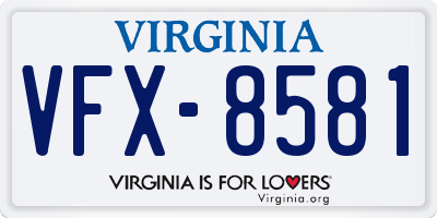 VA license plate VFX8581