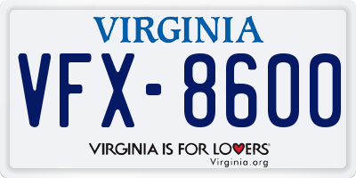 VA license plate VFX8600