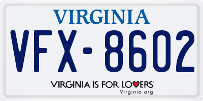 VA license plate VFX8602