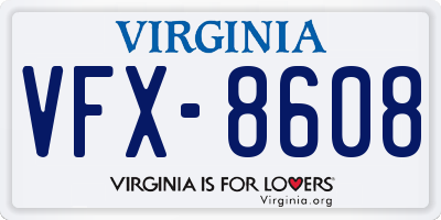 VA license plate VFX8608