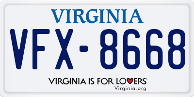 VA license plate VFX8668