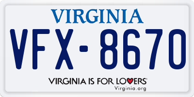 VA license plate VFX8670