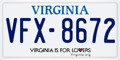 VA license plate VFX8672