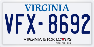 VA license plate VFX8692