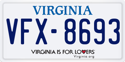 VA license plate VFX8693