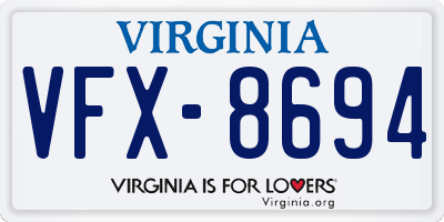 VA license plate VFX8694
