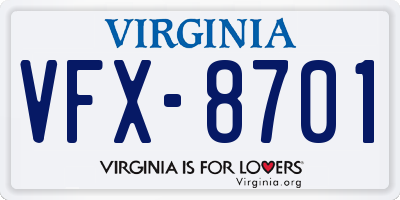 VA license plate VFX8701