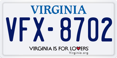 VA license plate VFX8702