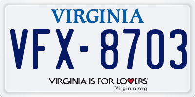 VA license plate VFX8703
